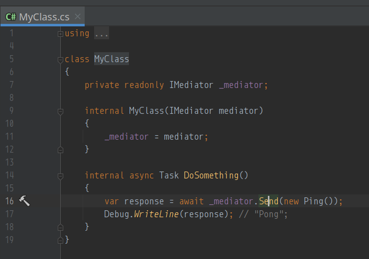 screenshot of a client using MediatR